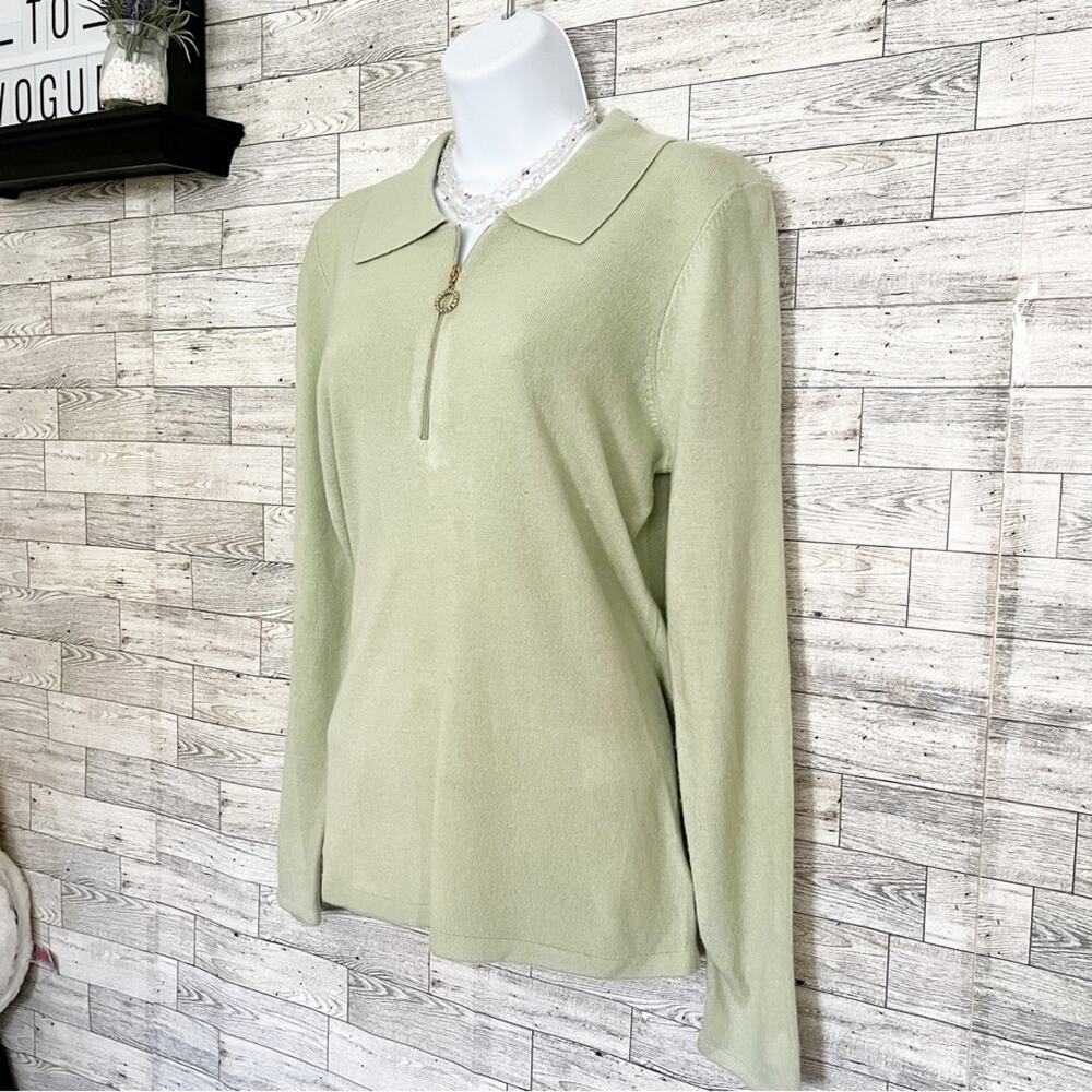 Luxe Mercer Street S Green Zip Sweater – Soft Knit Elevated Basic - Picture 4 of 9